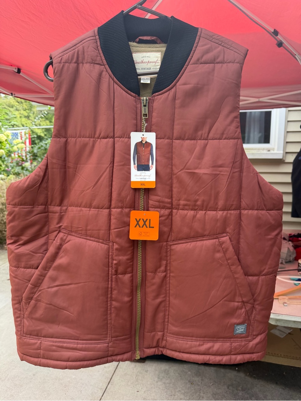 Weatherproof Quilted Vest in Rust Brown